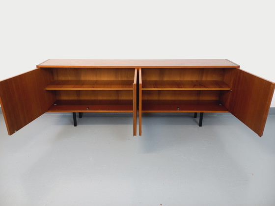 Image 1 of Enfilade meuble de rangement vintage style scandinave moderniste en teck et métal noir des années 60