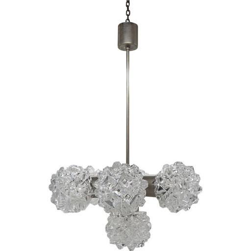 Lampadario in vetro vintage di Kamenicky Senov, Cecoslovacchia 1970