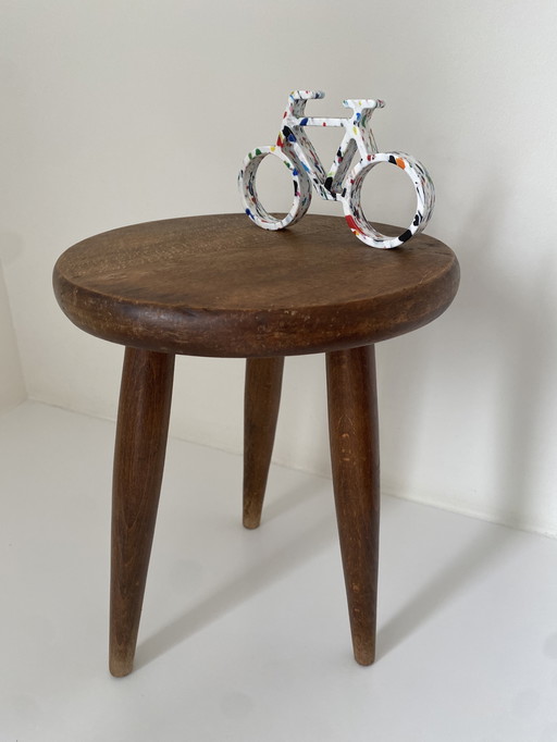 Vintage French milk stool - plant table - stool - Berger Charlotte Perriand style.