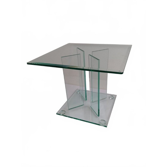 Image 1 of Table d'appoint postmoderne tout en verre des années 80 (style Leon Rosen / Peter Ghyczy)