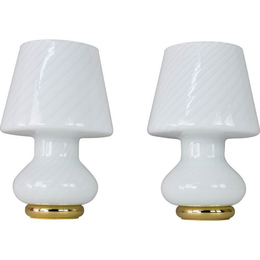 Pair of mid century Murano glass table lamps for Vetri, Italy 1960