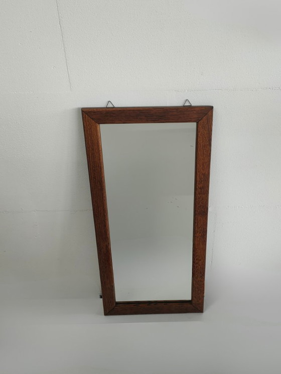 Image 1 of Rechthoekige vintage jaren 50-60 houten wandspiegel ('disturbed')