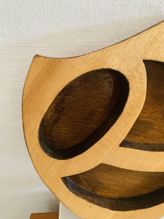 Image 1 of Vintage, Scandinavische houten vissculptuur van A. Hiben, 1977.