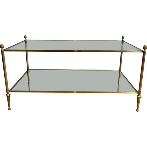 Mesa de centro vintage de bronce y latón para La Maison Baguès, Francia 1940