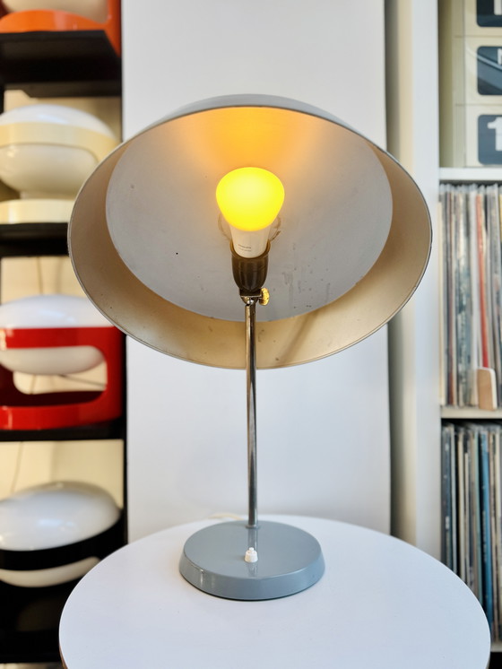 Image 1 of Bauhaus Table Lamp by VEB NARVA Lengefeld – Vintage 1960s Adjustable UFO Desk Light, West Germany Mid-Century Modern Lamp