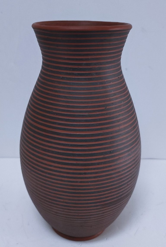 Image 1 of Two-tone clay vase, signed, 1960s