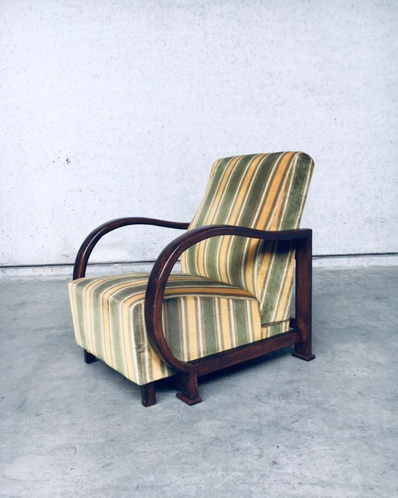 Image 1 of Art Deco Reclining Bentwood Armchair Lounge Chair Set 1930's