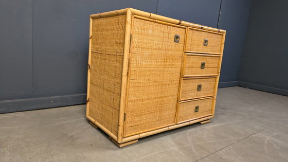 Image 1 of Wicker and bamboo cabinet by Dal Vera, 1970s