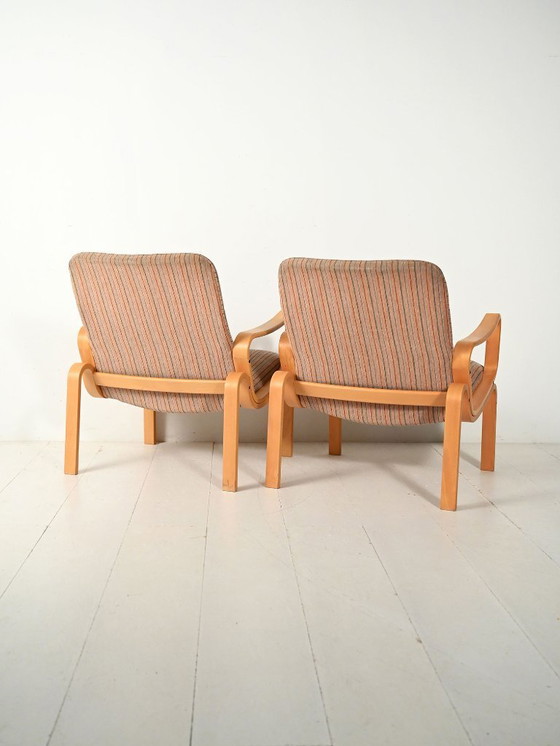 Image 1 of Een paar Zweedse Ire Möbler fauteuils van gebogen beukenhout, jaren 60.