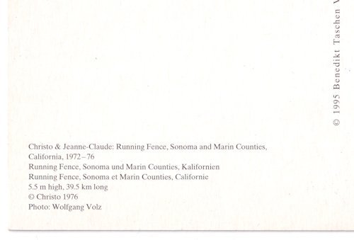 Image 1 of Christo & Jeanne-Claude - Running Fence - tarjeta artística firmada (+1) con 2 piezas de tela originales