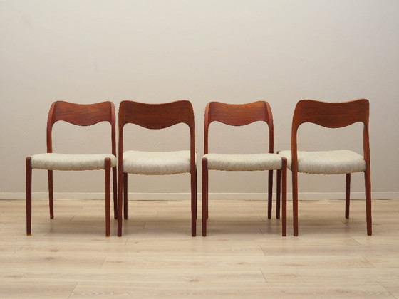 Image 1 of Set di quattro sedie in teak, design danese, anni '60, designer: Niels Otto Møller