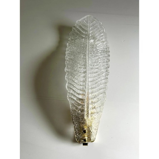 Image 1 of Moderne Italiaanse luxe messing wandlamp met Murano glas met strass steentjes, vlakke montage – set van 4 stuks