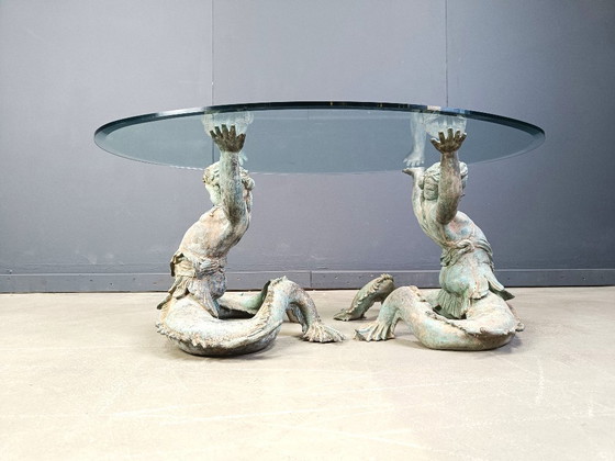 Image 1 of Couchtisch Putti Mermen aus Bronze, 1960er Jahre