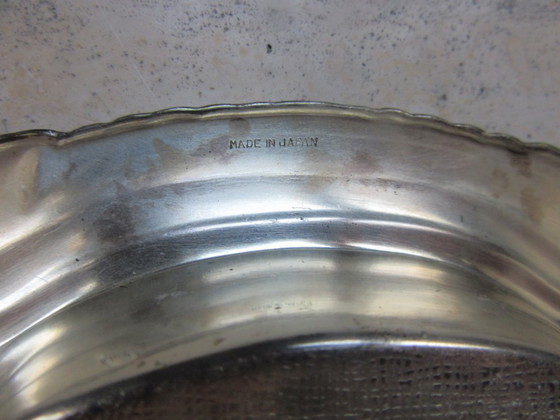 Image 1 of Serving Dish Signed Made in Japan, Sterling Silver Overlay, Vintage