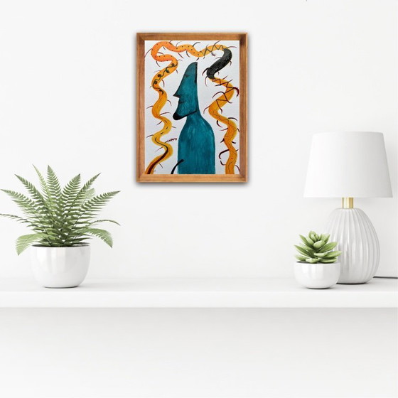 Image 1 of Inkt op getint papier. Formaat 30x21cm.