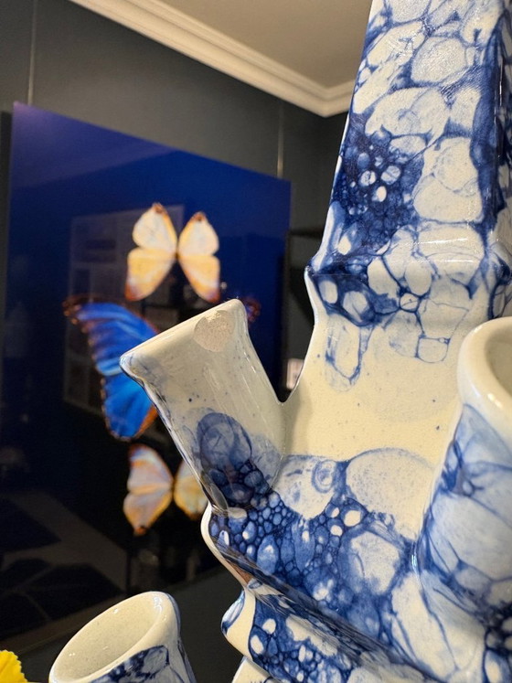 Image 1 of Tulip Vase Bubble Blue - 7-piece - Hand-painted - 110 cm