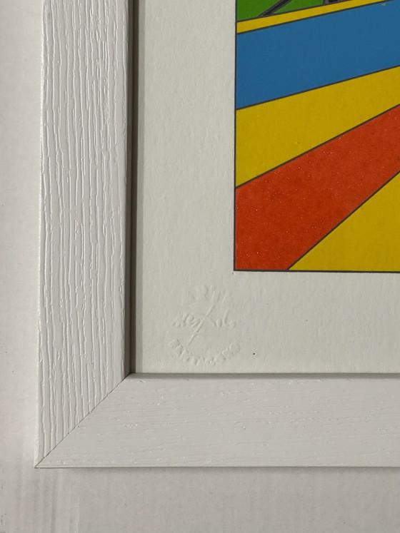 Quadro Serigrafia Ugo Nespolo 40x40cm love overload cornice, pop – Litografie e stampe, Carta (photo 4 of 5)