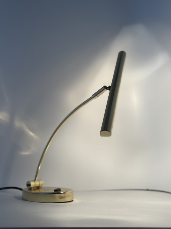 Brass Piano Lamp / Table Lamp / Desk Lamp Color Gold Various Positions. – Metal (photo 9 of 14)