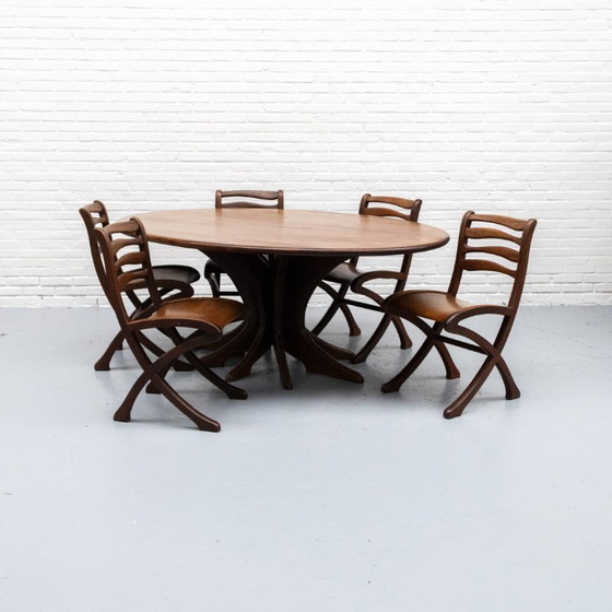 Image 1 of Marc Van Rampelberg Muninga Wood Dining Room Set anni '80