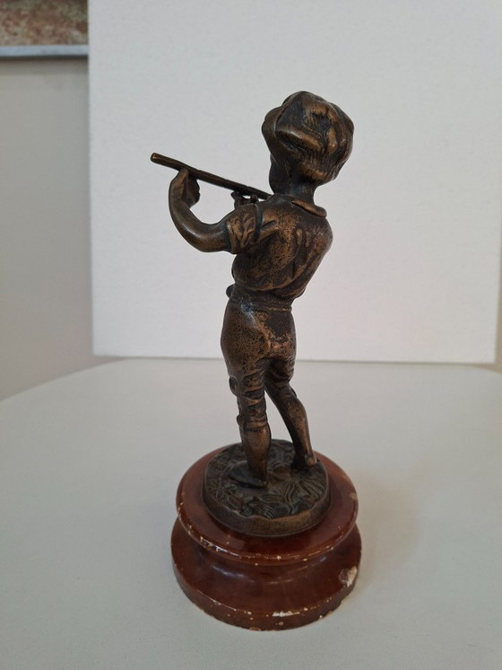 Image 1 of Scultura in Bronzo "Il Giovane Pifferaio"