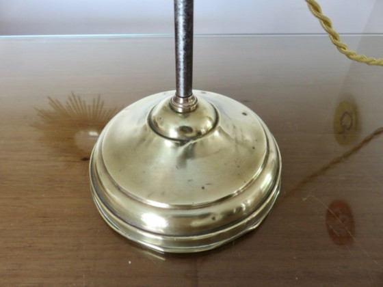 Image 1 of Lampada da gioielleria Art nouveau in bronzo e tulipani in pasta di vetro rosa