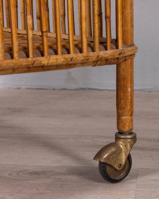 Chariot de bar vintage en bambou, design italien des années 1960 – Dessertes, Bamboo (photo 6 of 10)