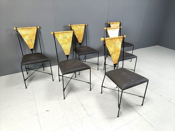 Image 1 of Set Of 6 Post Modern Dining Chairs, 1970S 