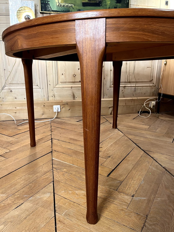 Image 1 of Scandinavian Style Round Table + 2 Teak Extensions