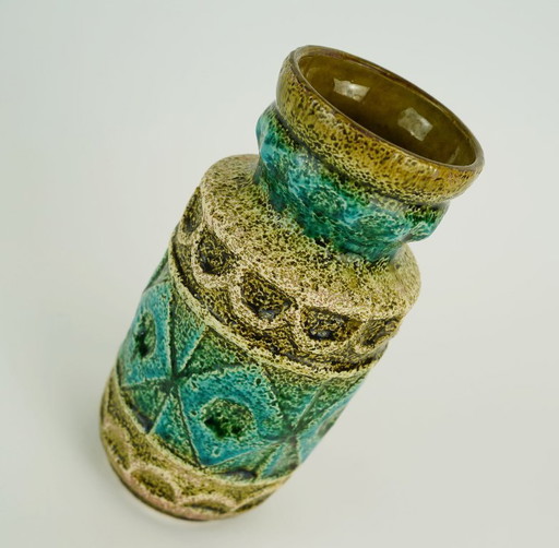 vintage WGP bay keramik VASE relief pattern shades of green and beige model 92 20