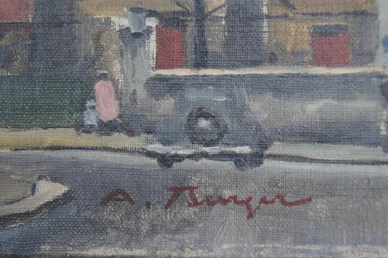 Mitte 20. Jahrhundert "Die Kirche" Impressionistisches Landschaftsölgemälde von Antoine Burger (photo 3 of 11)