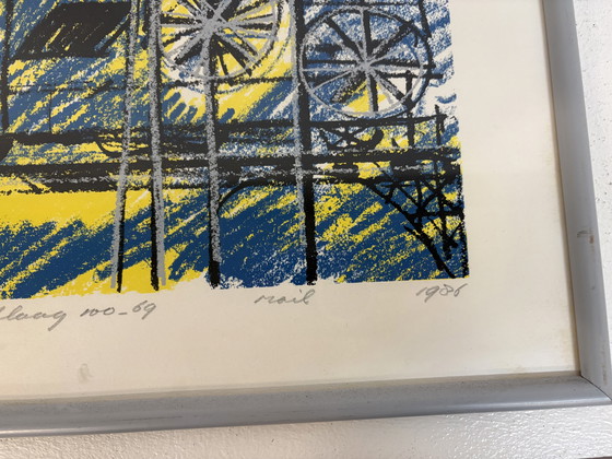 Image 1 of Zeefdruk van kunstenaar Bob Kemper getiteld Rail oplage 69/100 uit 1989