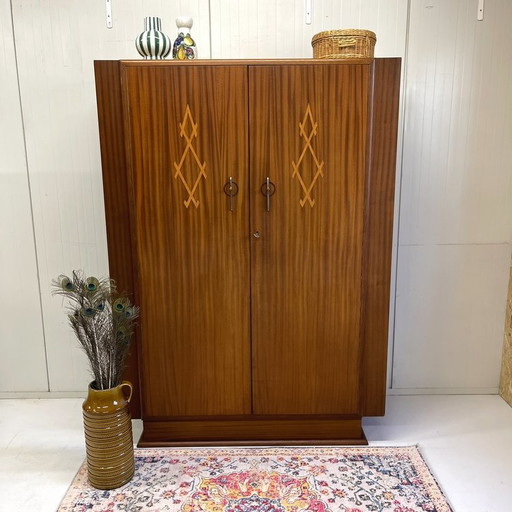 Art Deco Vintage Antieke Kledingkast Wardrobe Hang Leg