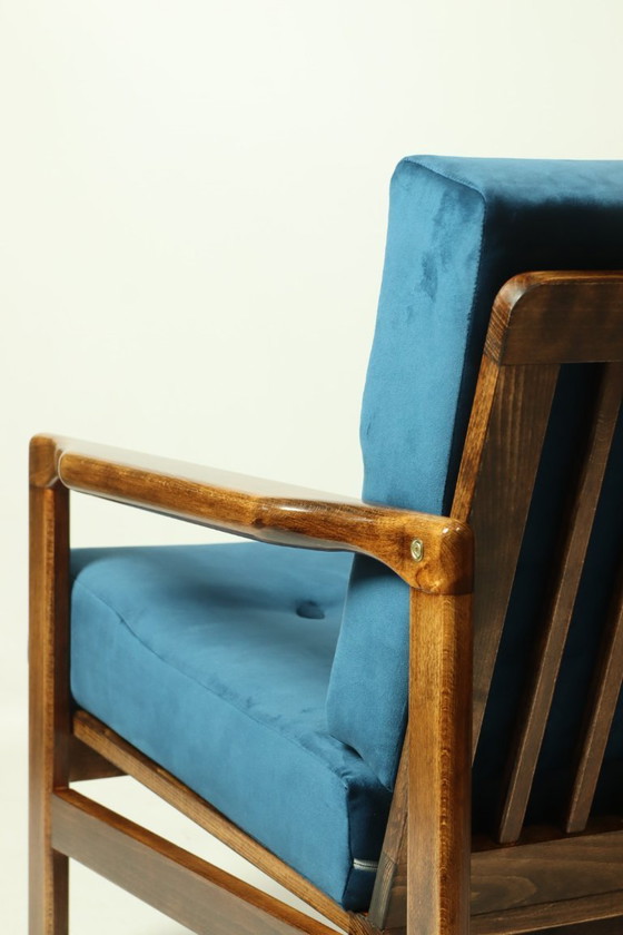 Image 1 of Vintage fauteuil blauw marin Scandinavisch ontwerp door Z.Bączyk 1965