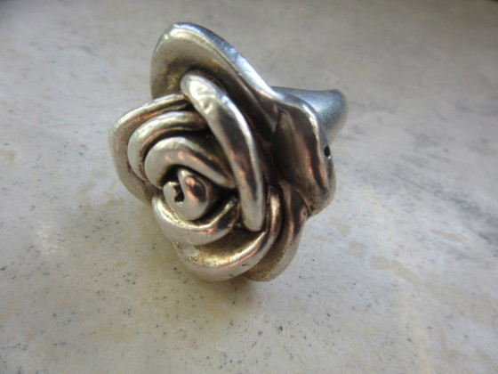Modernistische Sterling Zilveren Ring gemerkt Italië en 925, grote maat – Decoratieve objecten (photo 10 of 13)