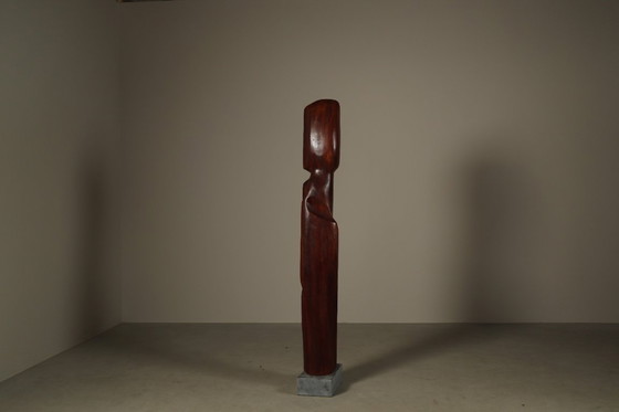 Image 1 of  Monumental Afzelia wood sculpture by Begga d'Haese, Belgium, c. 1985