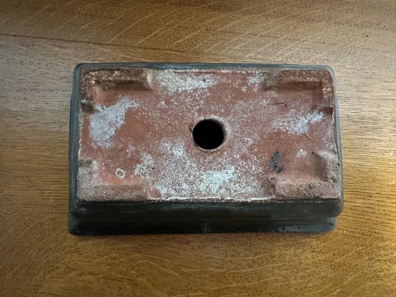 Image 1 of Vaso rettangolare smaltato blu, 18,5 cm x 12 cm, per bonsai o succulente