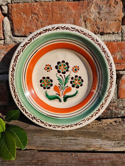 Wall Plate Folk Art Pottery Made by Imre Szűcs (1948-) a Well Known Hungarian Ceramic Artist | Vintage Handmade Hand-Painted