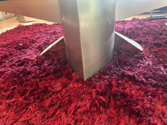 Beautiful "Lunario" Coffee Table Made of Stainless Steel and Glass – Knoll, Dining tables, rvs (photo 3 of 5)