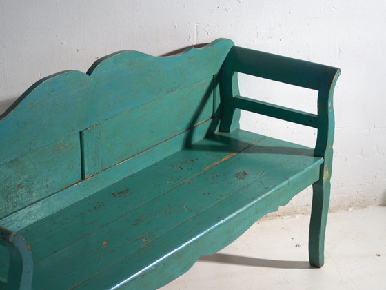 Antique green painted bench in pine wood – Central Europe, circa 1910 – Benches (photo 13 of 40)