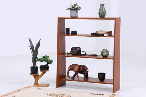 Small vintage teak bookcase | Mid - Century shelf | 60s retro wood storage #07-57
