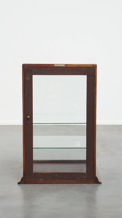 Antike englische Aufsatzvitrine mit 2 Glasböden und Glastür von Dowson & Co.