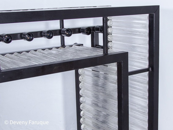 Image 1 of Grande lampadario a tubo di vetro , 1980