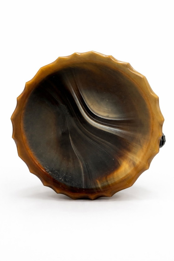 Image 1 of Zeldzaam Art Deco onyx glazen tafelstuk met duiven – STS Abel Zagreb, 1930