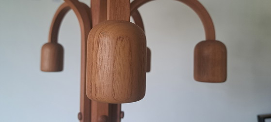 DOMUS Candela Ceiling Light Type 3455 – 5-Light Solid Teak Flush Mount – Mid Century Scandinavian Design (photo 6 of 6)