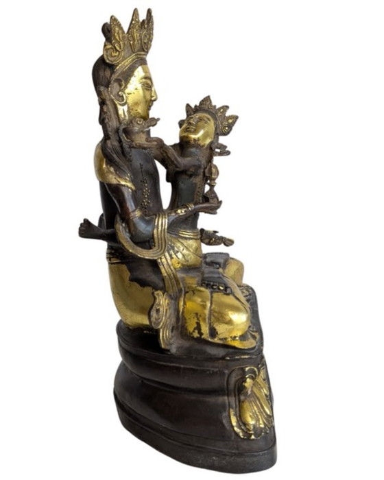 Yab-Yum tantrique vintage en bronze doré – Circa 1960 – Objets déco, Gold (photo 3 of 13)