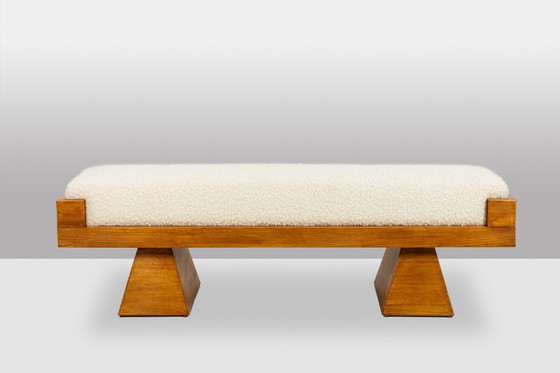 Image 1 of Bank in blond essenhout. Italiaans vakmanschap uit kleine series. Eigentijds.