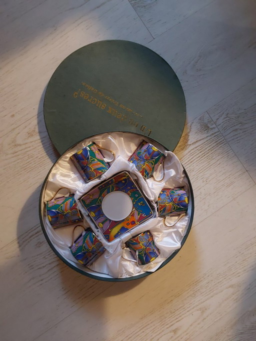 Juego de café con diseño de máscara de Galion, porcelana de Limoges