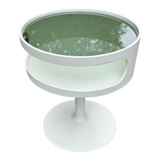 Space Age - Vintage OPAL Luna lamp table / side table pearl white from the ca. 1960s / 1970s
