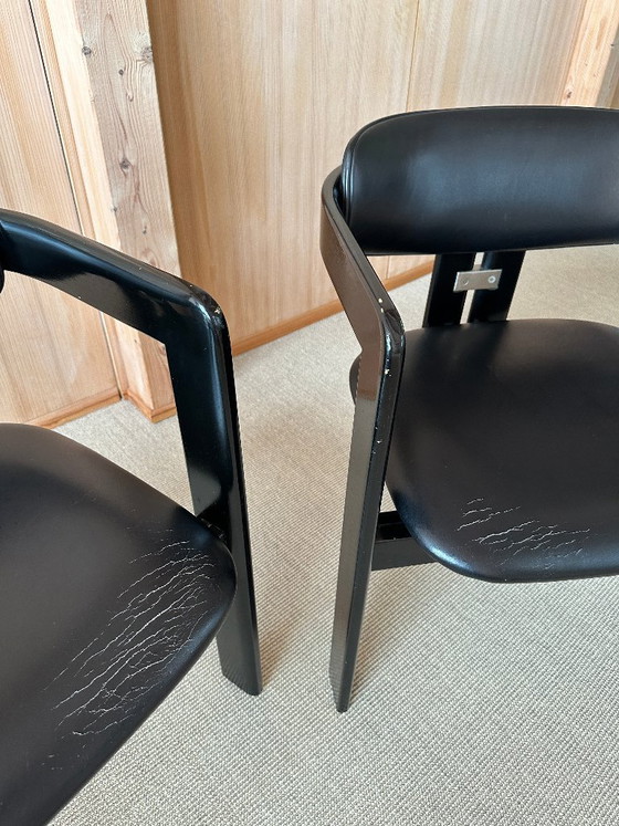 2 sillones Pamplona en piel negra – Augusto Savini para POZZI (años 60) – Totalmente negros – Leather, Metal (photo 4 of 8)