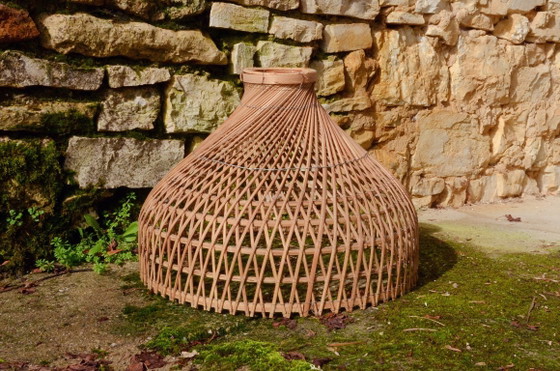 Grande suspension en rotin, fabrication artisanale, 55x40cm – Metal, Rattan (photo 3 of 8)
